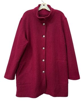 Appleseeds size 22W 3X Boiled Wool Coat Jacket Rasberry